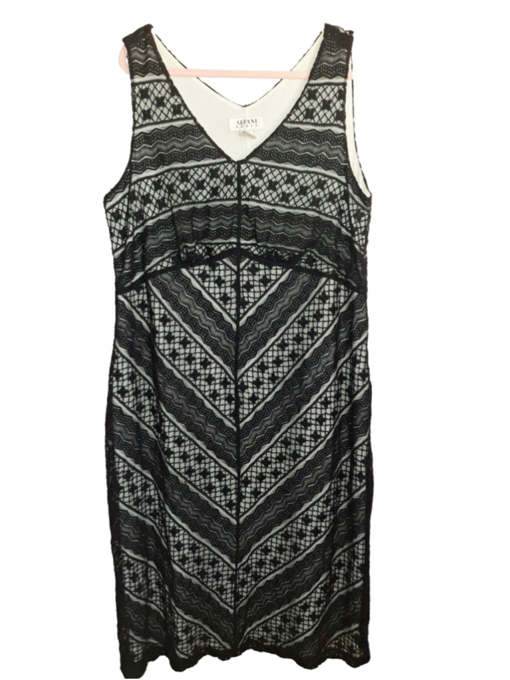 Alfani Plus Size 20W Black White Lace Sleeveless Dress cocktail evening witchy